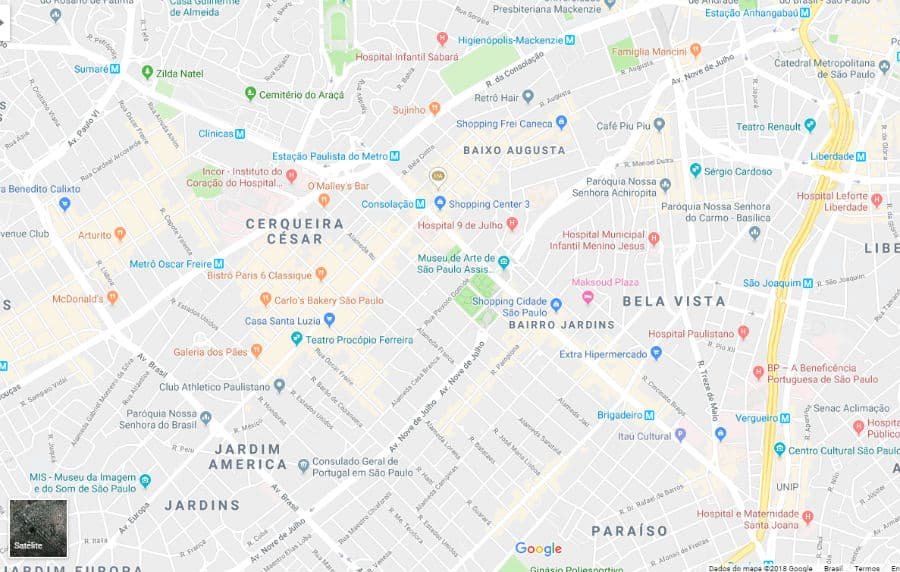Mapa de Pinheiros, São Paulo